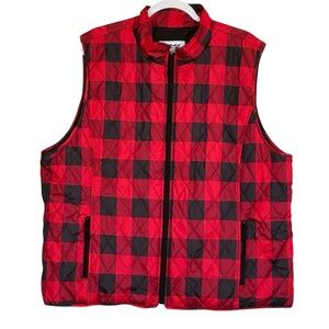 Back In The Saddle Zip Up Checkered Print  Puffer Vest Size 2X